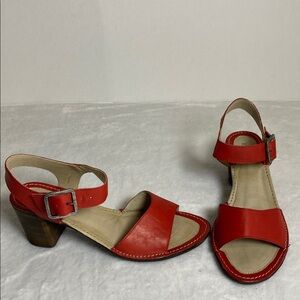 KHRIO Red Leather Women's Sandals Size 42